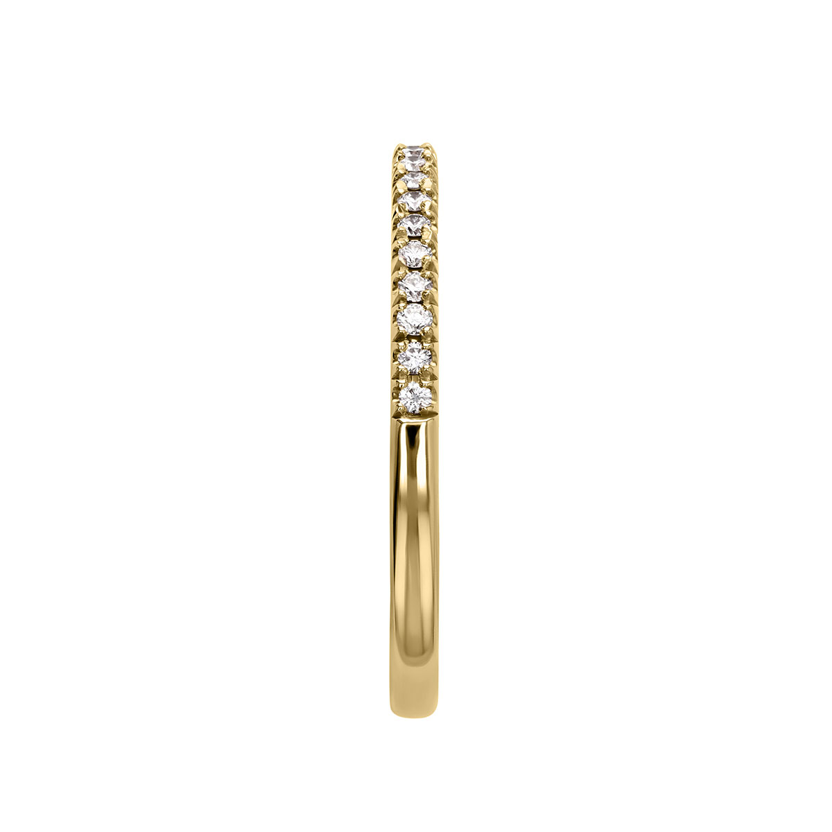 Diamond Surface Prong Set Slim Wedding Band in Yellow Gold, .13 cttw