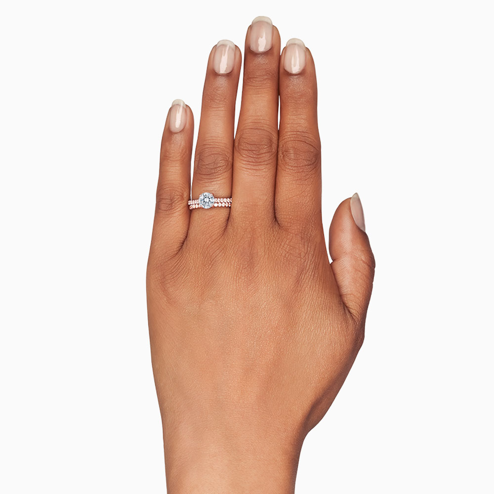 Diamond Pavé Half Shank Wedding Band in Rose Gold