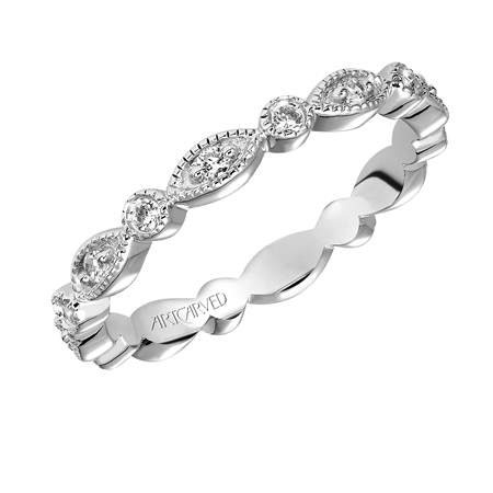 ArtCarved Diamond Stackable Milgrain Patterned Eternity Band in White Gold