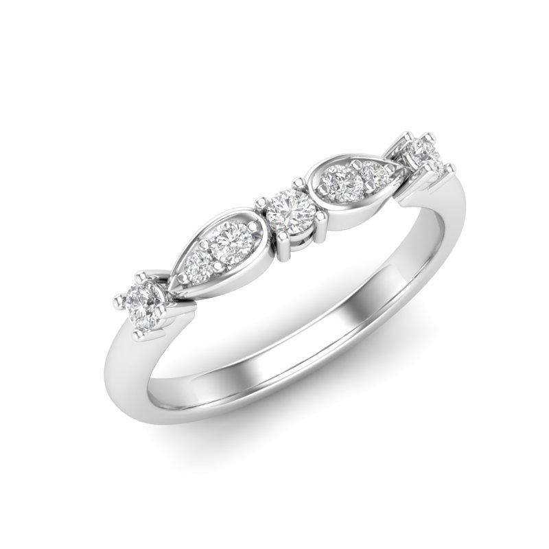 Diamond Navette Pattern Wedding Band in White Gold