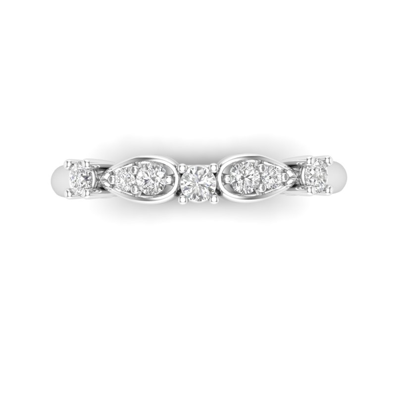 Diamond Navette Pattern Wedding Band in White Gold