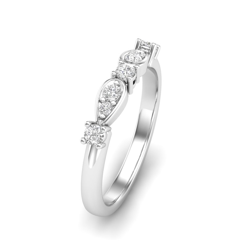 Diamond Navette Pattern Wedding Band in White Gold