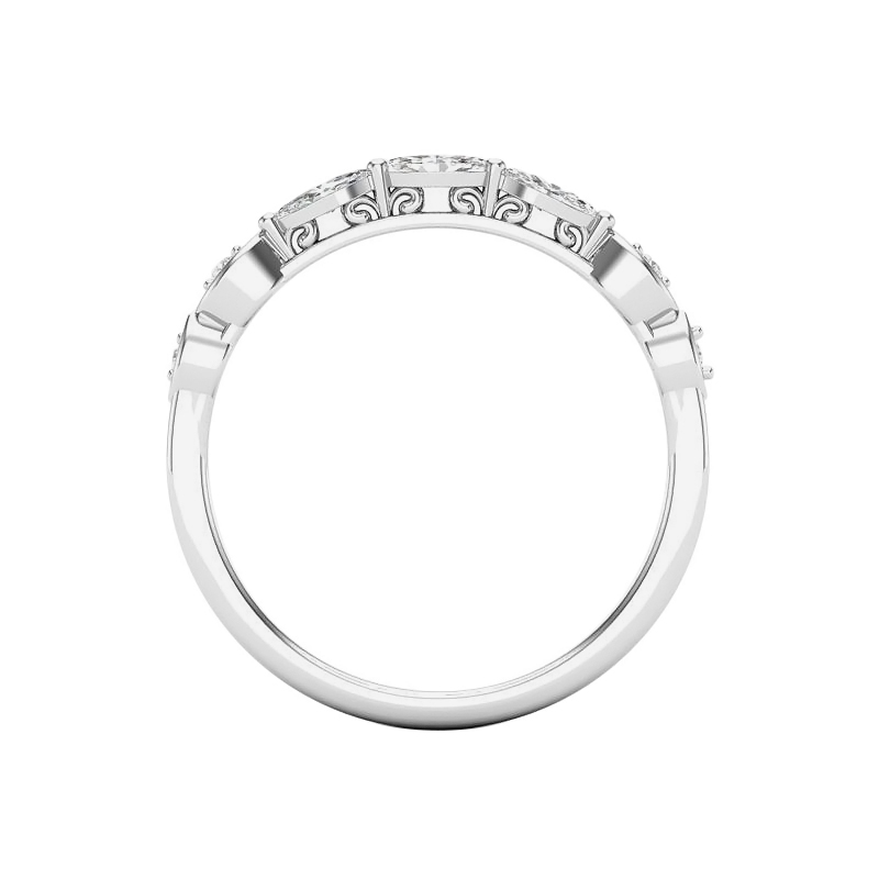 Marquise & Round Diamond Wedding Band in White Gold