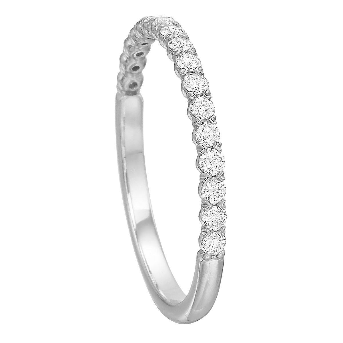 Diamond V Prong Wedding Band in White Gold