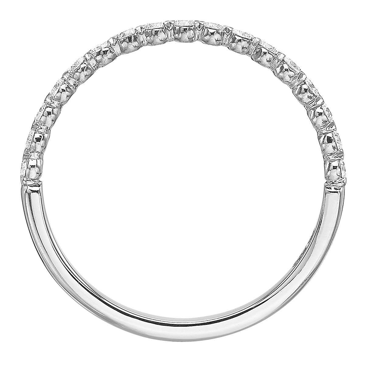 Diamond V Prong Wedding Band in White Gold