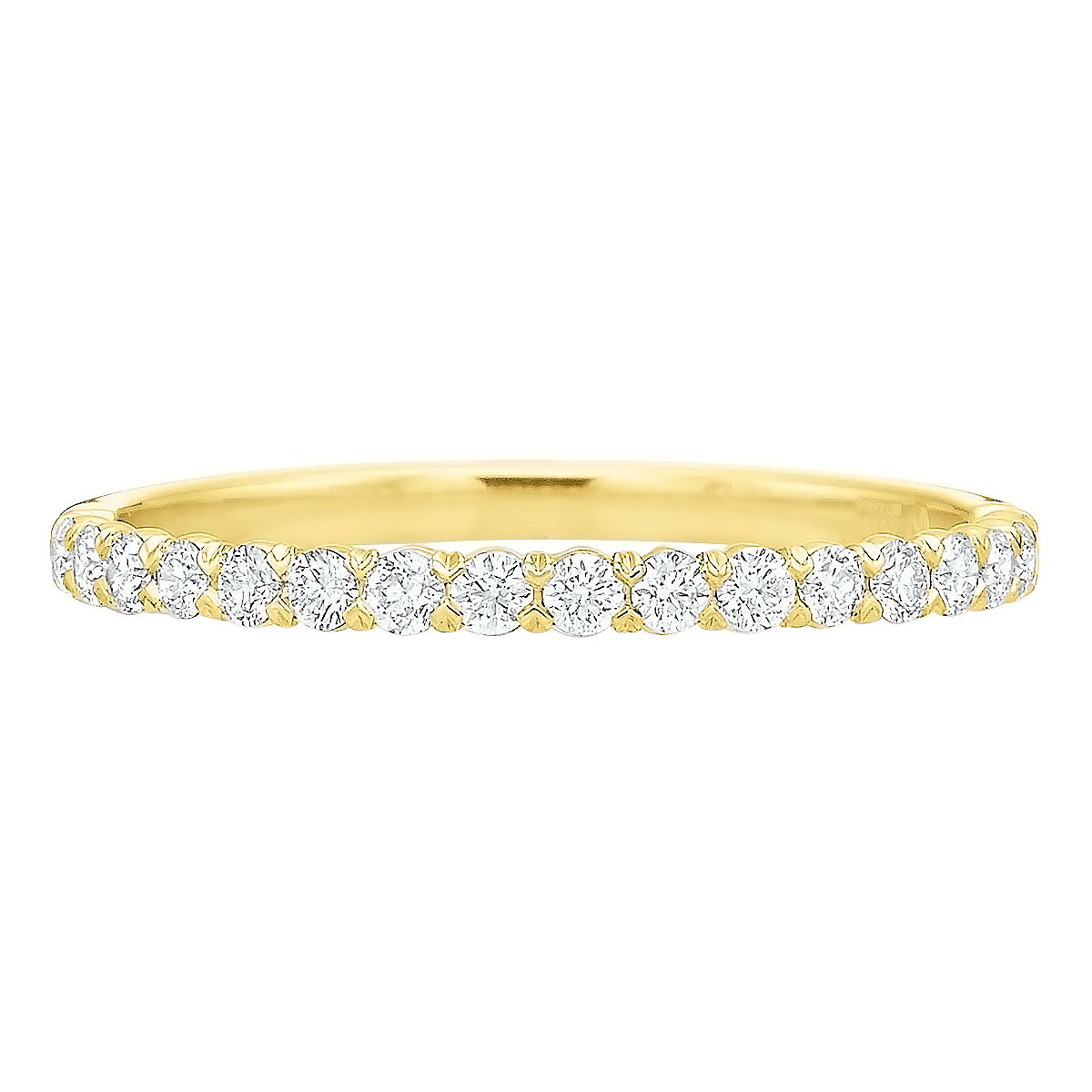 Diamond V Prong Wedding Band in Yellow Gold