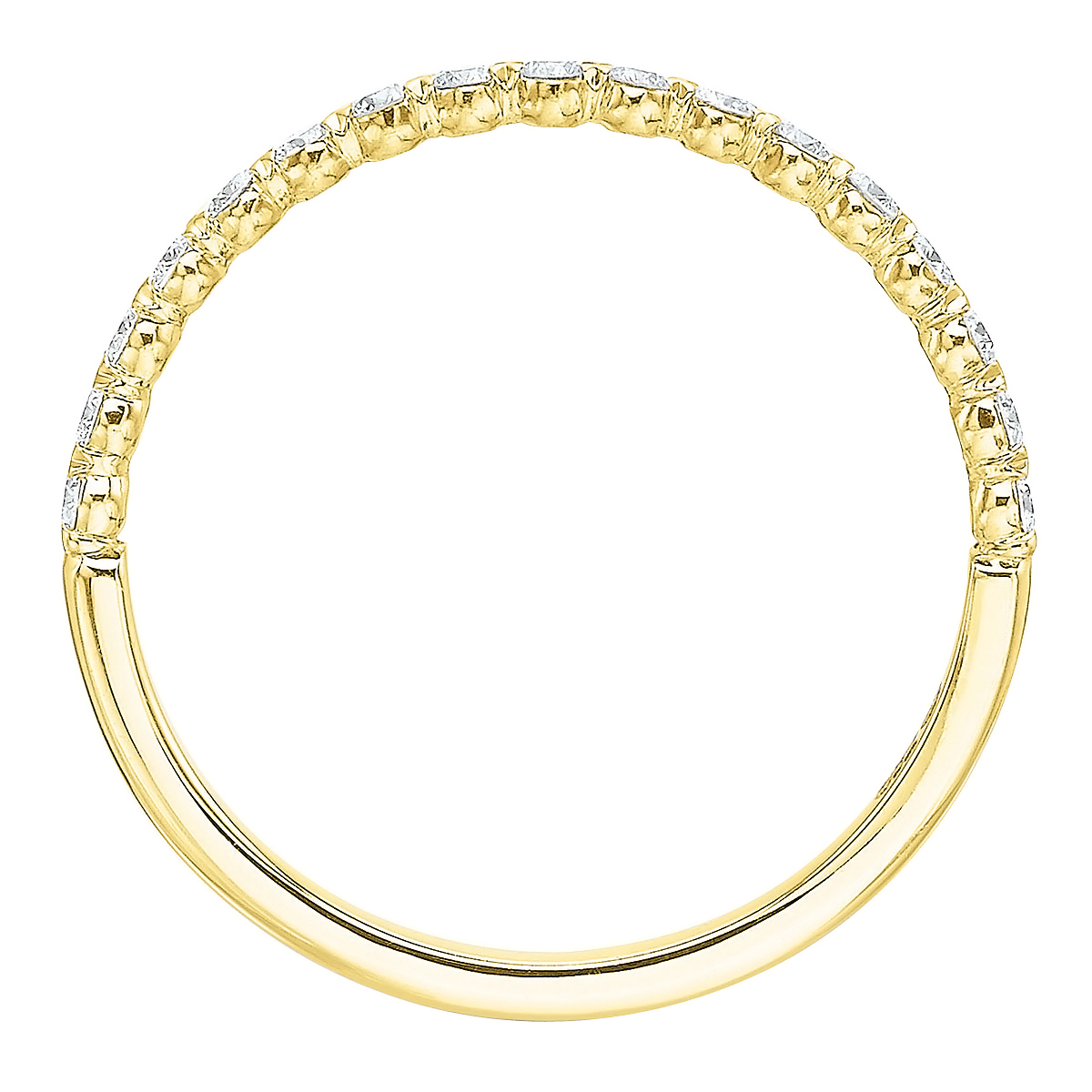 Diamond V Prong Wedding Band in Yellow Gold