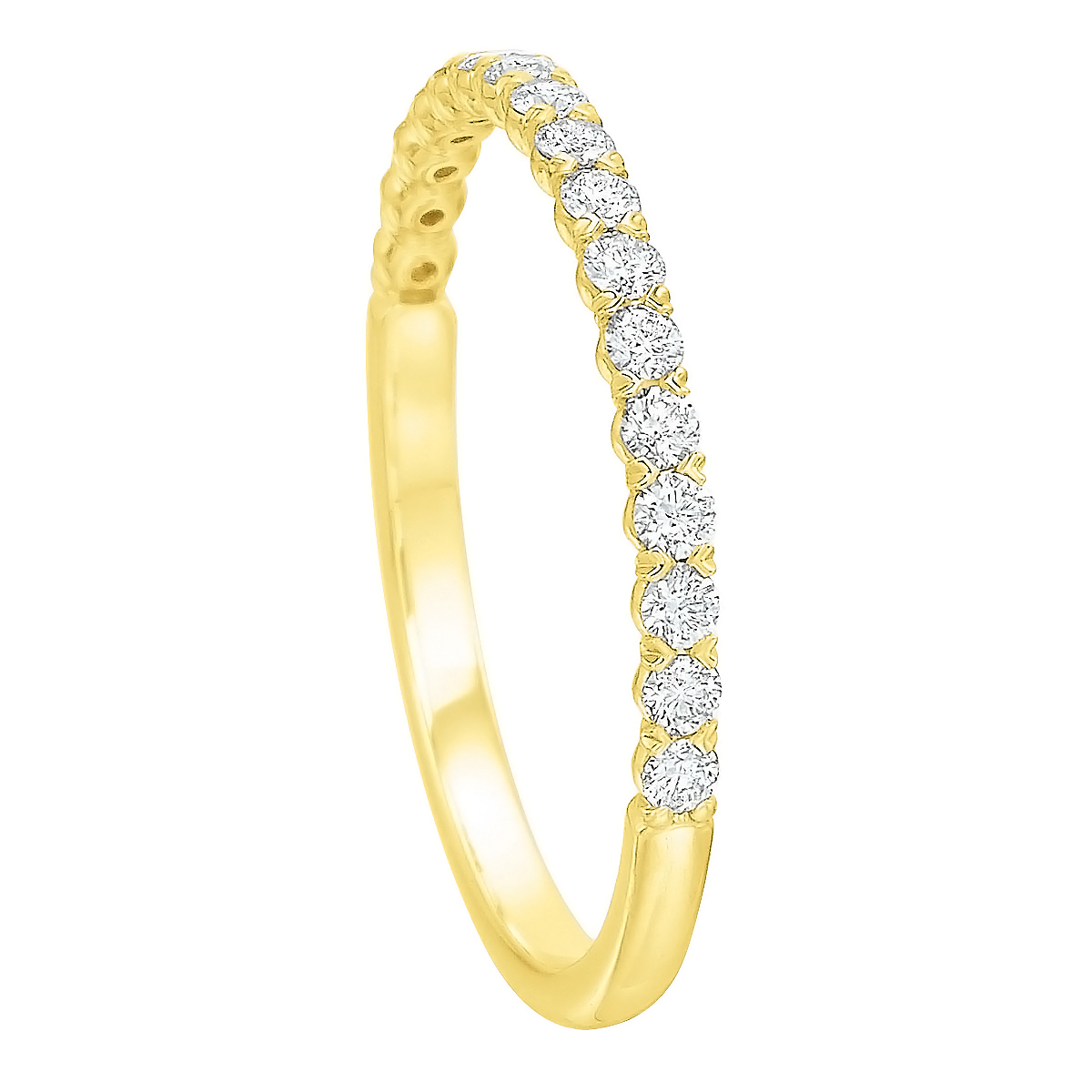 Diamond V Prong Wedding Band in Yellow Gold