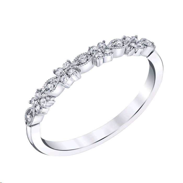 Diamond Milgrain Marquise & Round Cluster Wedding Band in