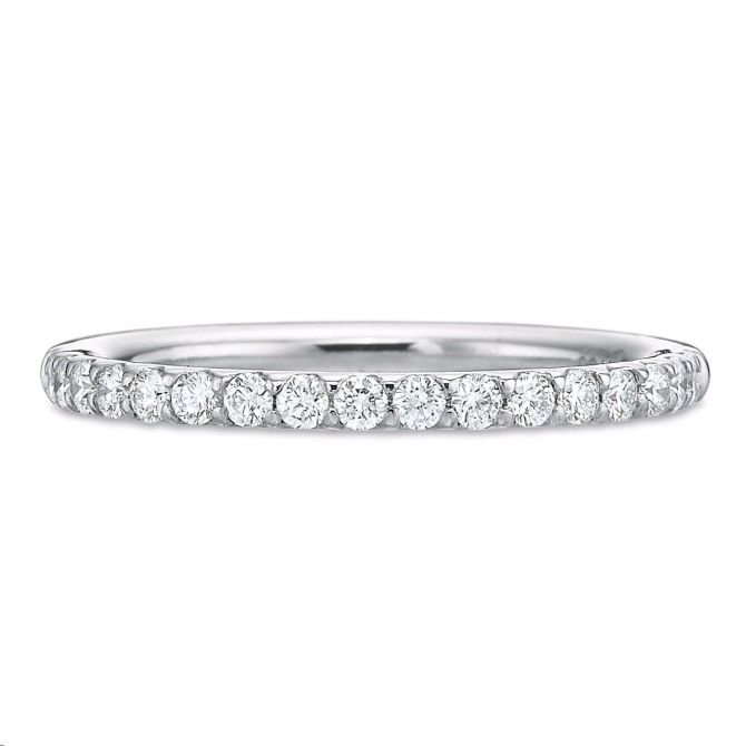 Diamond Shared Prong Wedding Band in White Gold