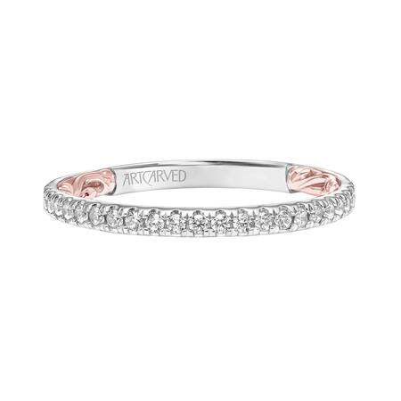 ArtCarved Lyric Cora Diamond Wedding Band in White & Rose Gold