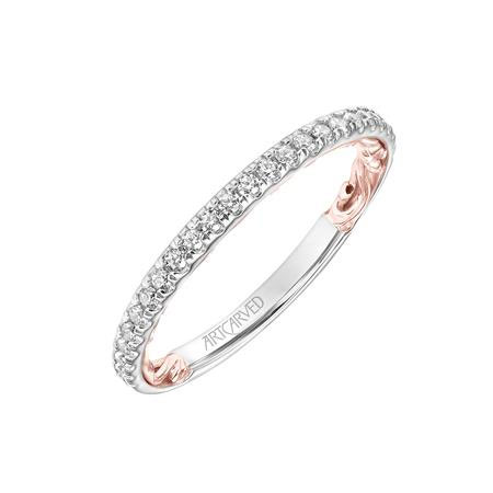ArtCarved Lyric Cora Diamond Wedding Band in White & Rose Gold