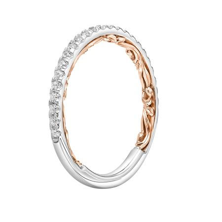 ArtCarved Lyric Cora Diamond Wedding Band in White & Rose Gold