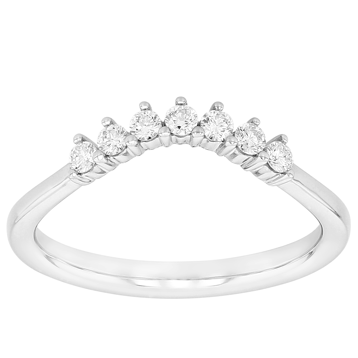 Diamond 7 Stone Curved Wedding Band in White Gold Borsheims