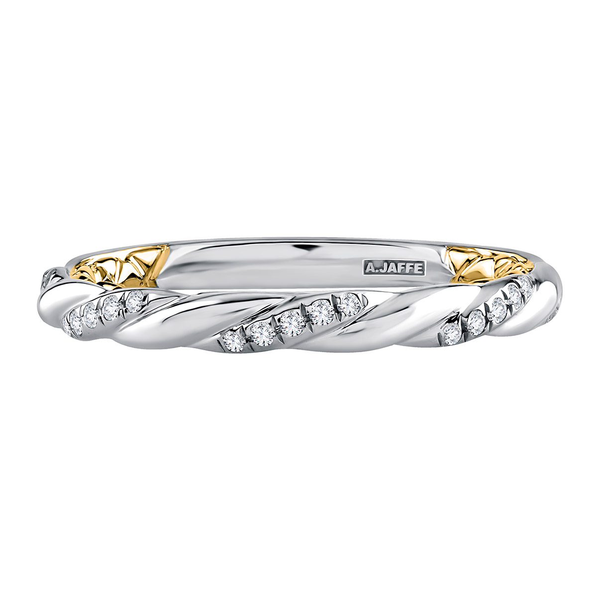 A. Jaffe Seasons of Love Two Tone Twisted Diamond Stackable Wedding Band