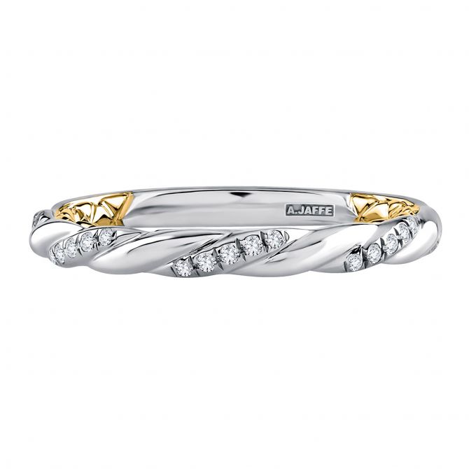 A. Jaffe Seasons of Love Two Tone Twisted Diamond Stackable Wedding Band