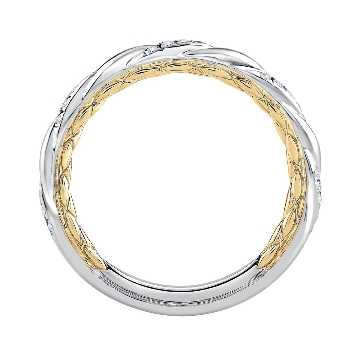 A. Jaffe Seasons of Love Two Tone Twisted Diamond Stackable Wedding Band