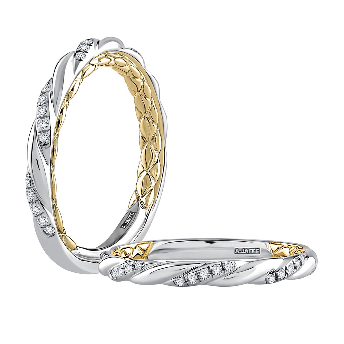 A. Jaffe Seasons of Love Two Tone Twisted Diamond Stackable Wedding Band