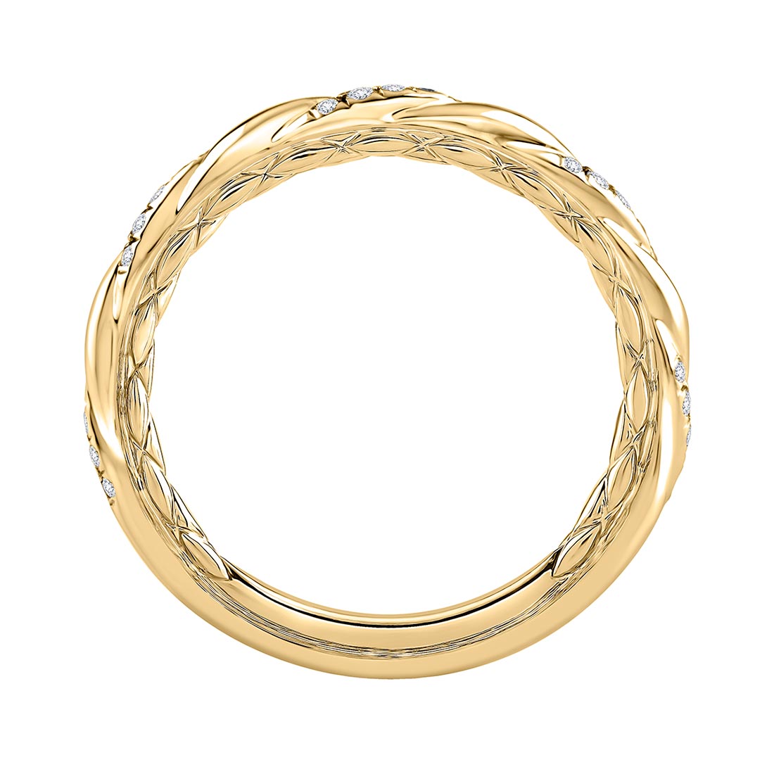 A. Jaffe Seasons of Love Yellow Gold Twisted Diamond Stackable Wedding Band