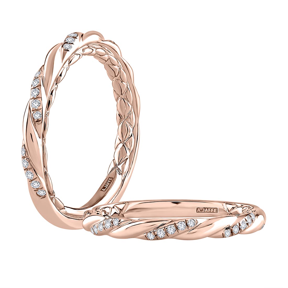 A. Jaffe Seasons of Love Rose Gold Twisted Diamond Stackable Wedding Band