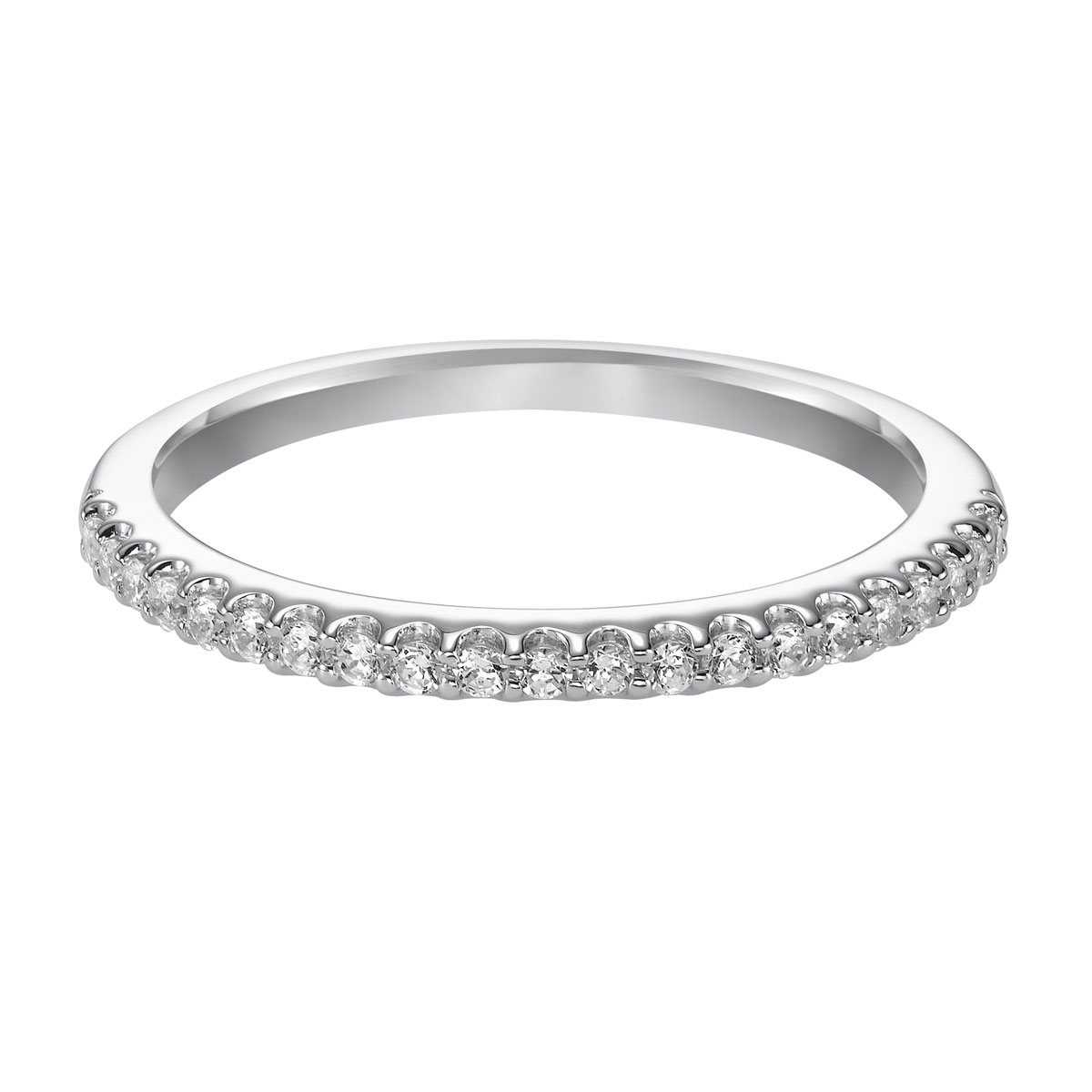Diamond Shared Prong Wedding Band in White Gold, .21 cttw