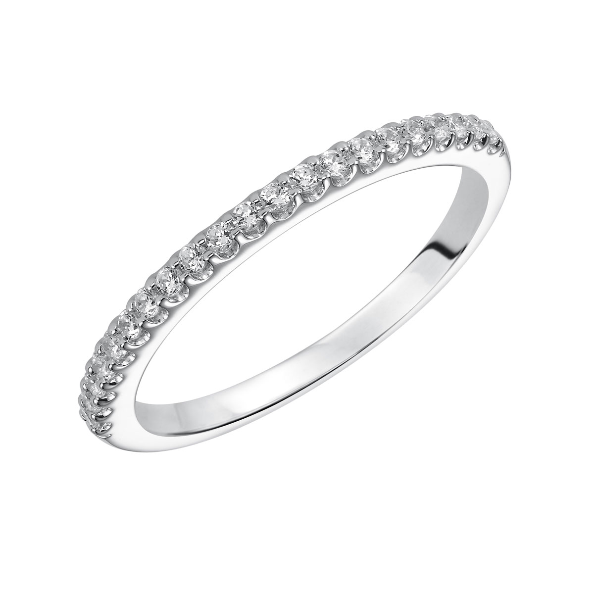 Diamond Shared Prong Wedding Band in White Gold, .21 cttw