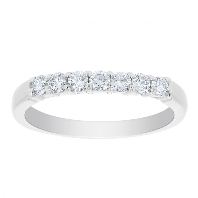 White Gold Prong Set Diamond Wedding Band, 0.35cttw