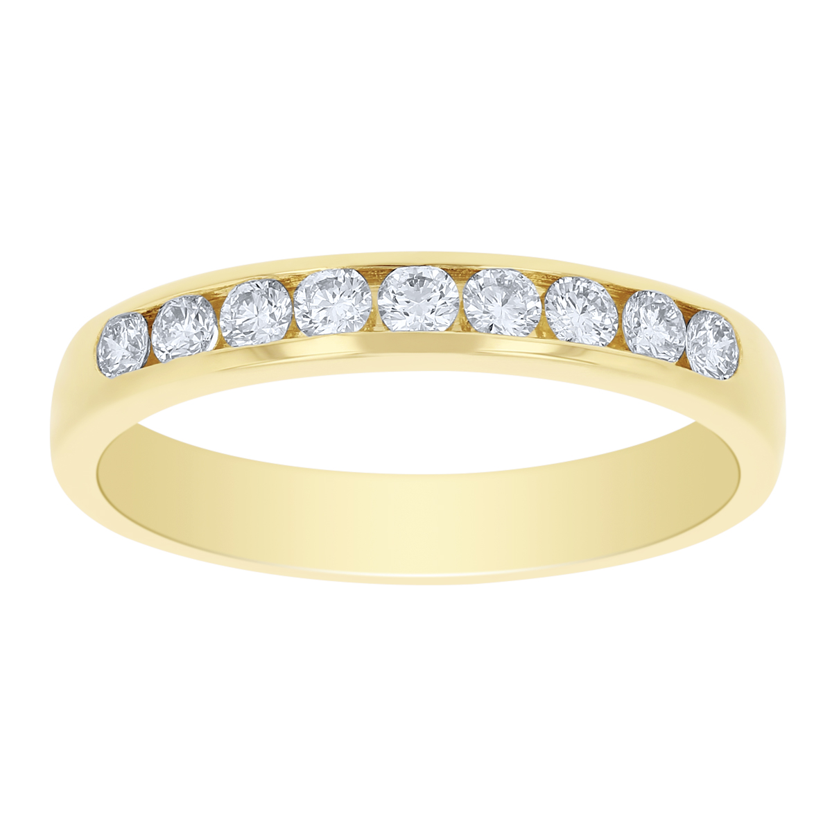 Yellow Gold Channel Set Diamond Wedding Band, 0.33cttw