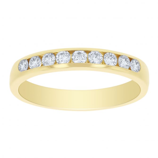 Yellow Gold Channel Set Diamond Wedding Band, 0.33cttw