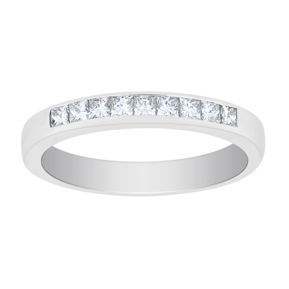 Platinum Channel Set Princess Cut Diamond Wedding Band, 0