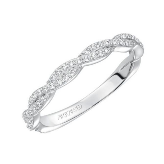 ArtCarved Madeline Diamond Wedding Band in White Gold, 0.34 aptw