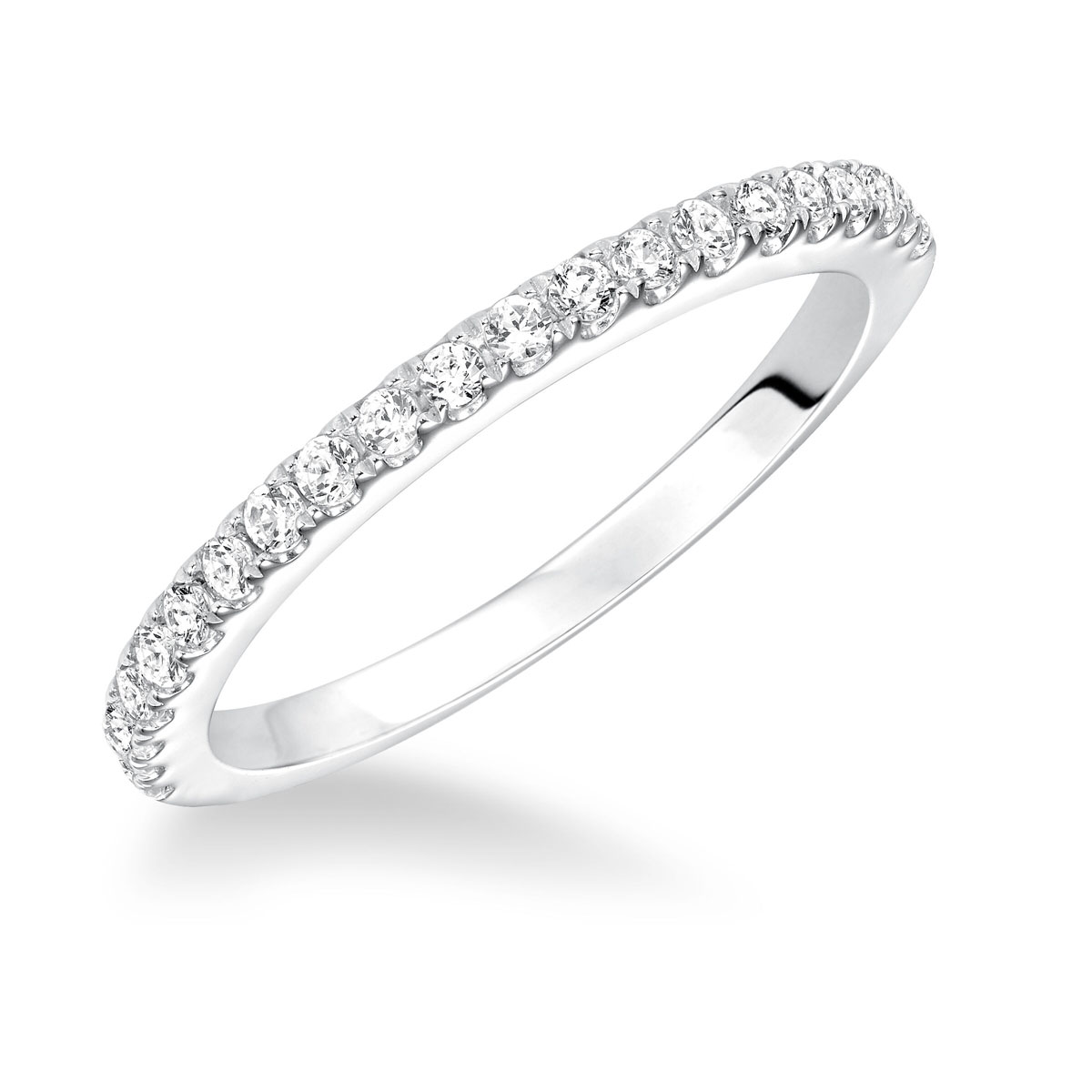 Diamond Pave Prong Set Wedding Band in White Gold, 0.31