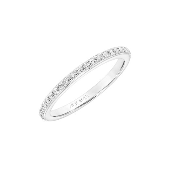 ArtCarved Diamond Shared Prong Wedding Band in White Gold