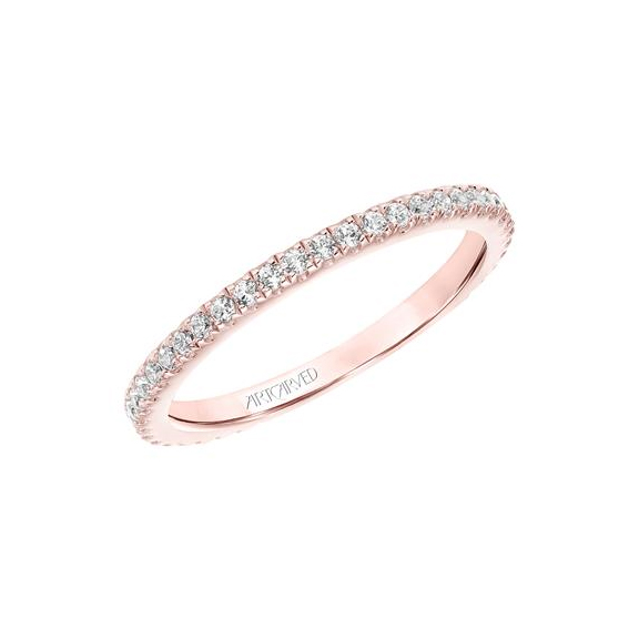ArtCarved 14K Rose Gold Diamond Prong Set Wedding Band