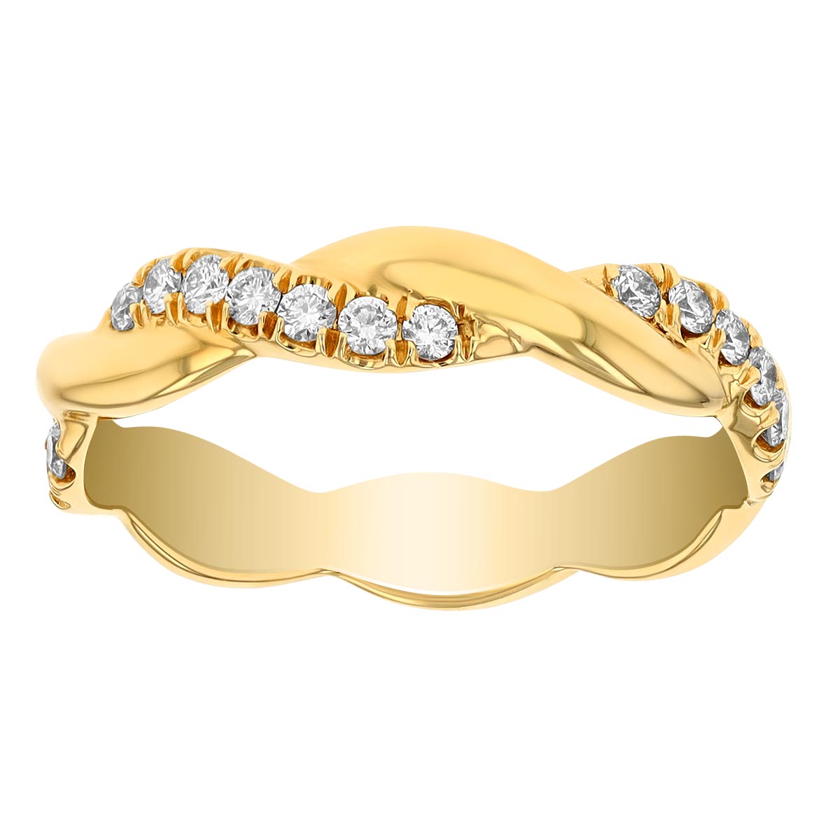 14K Yellow Gold Diamond Twisted Wedding Band, 0.29cttw