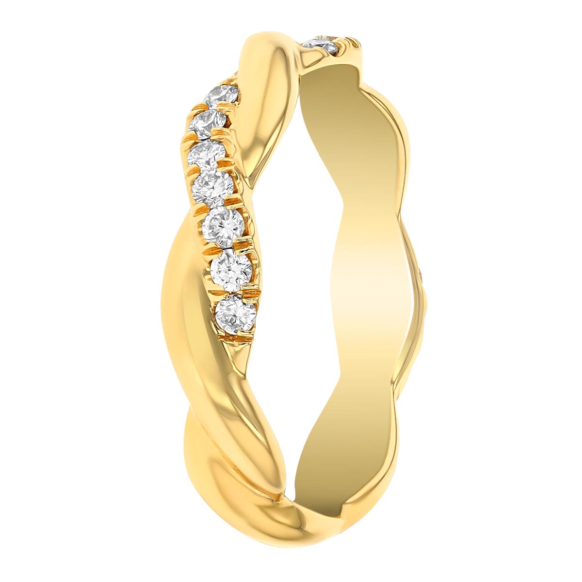 14K Yellow Gold Diamond Twisted Wedding Band, 0.29cttw