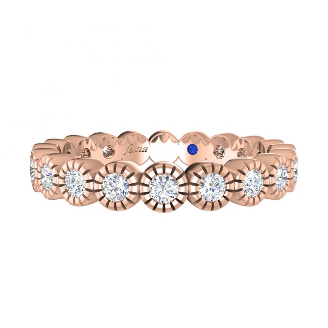 Rose Gold Diamond Milgrain Bezel Set Bubble Weding Band