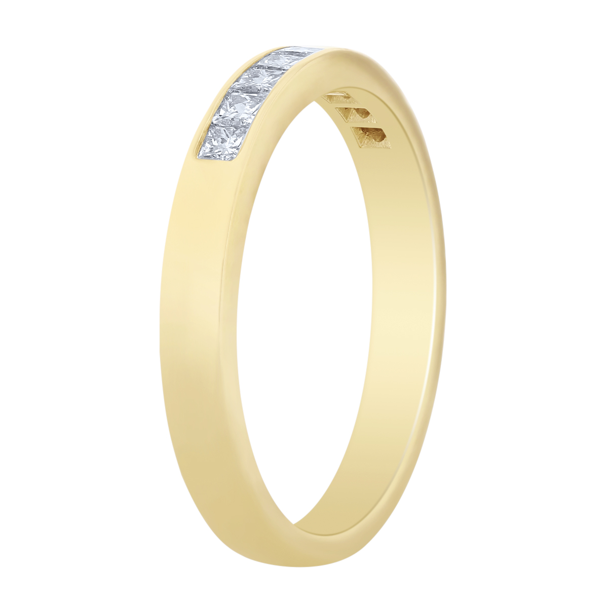 14K Yellow Gold Channel Set Princess Cut Diamond Wedding Band, 0.33cttw