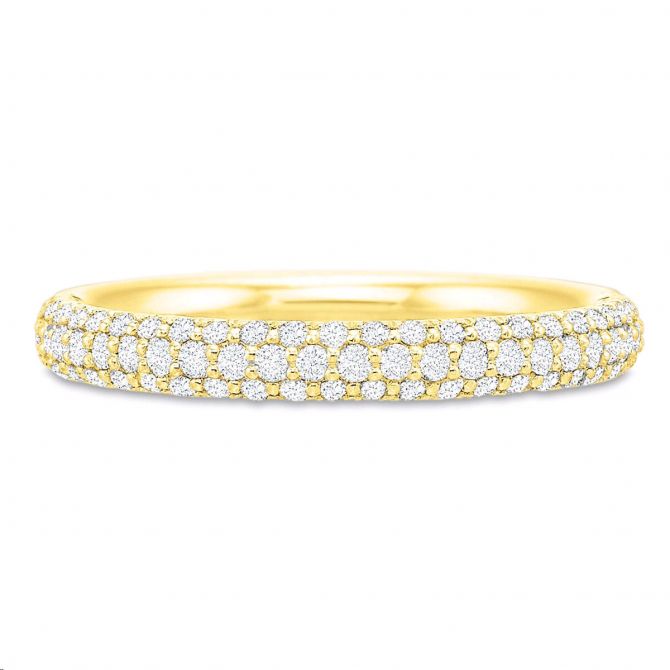 Diamond Pavé 3 Row Wedding Band in Yellow Gold