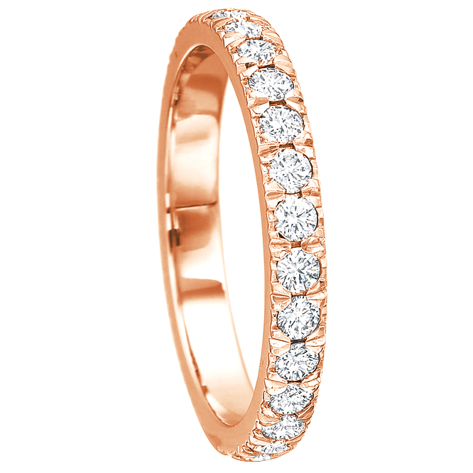 Diamond Prong Set Wedding Band in Rose Gold