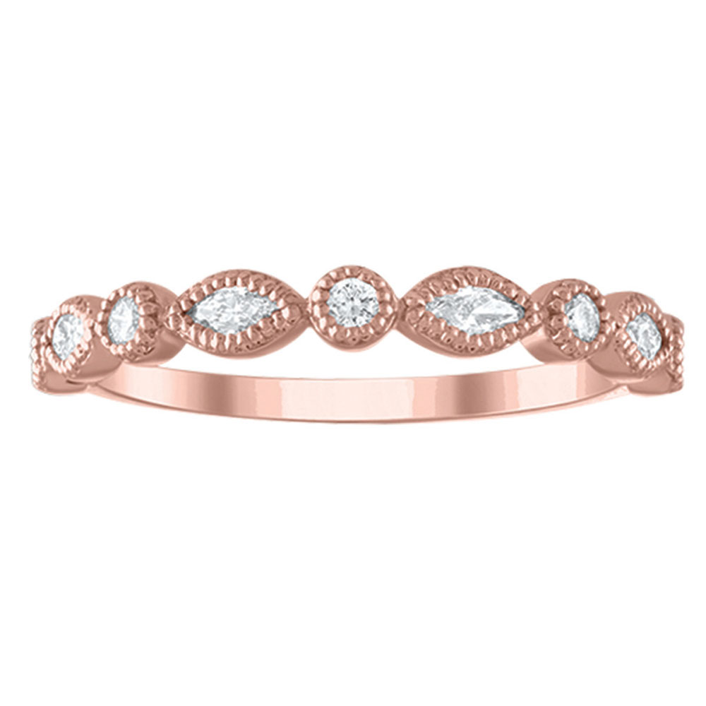 14K Rose Gold Marquise & Round Diamond Milgrain Wedding Band Borsheims