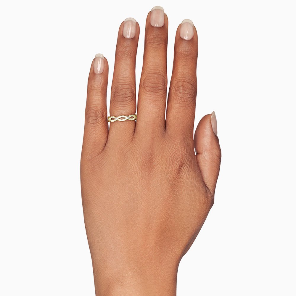 Diamond Twist Eternity Band in Yellow Gold