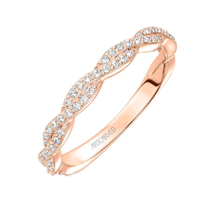 ArtCarved Madeleine Contemporary Diamond Twist Wedding Band in Rose Gold
