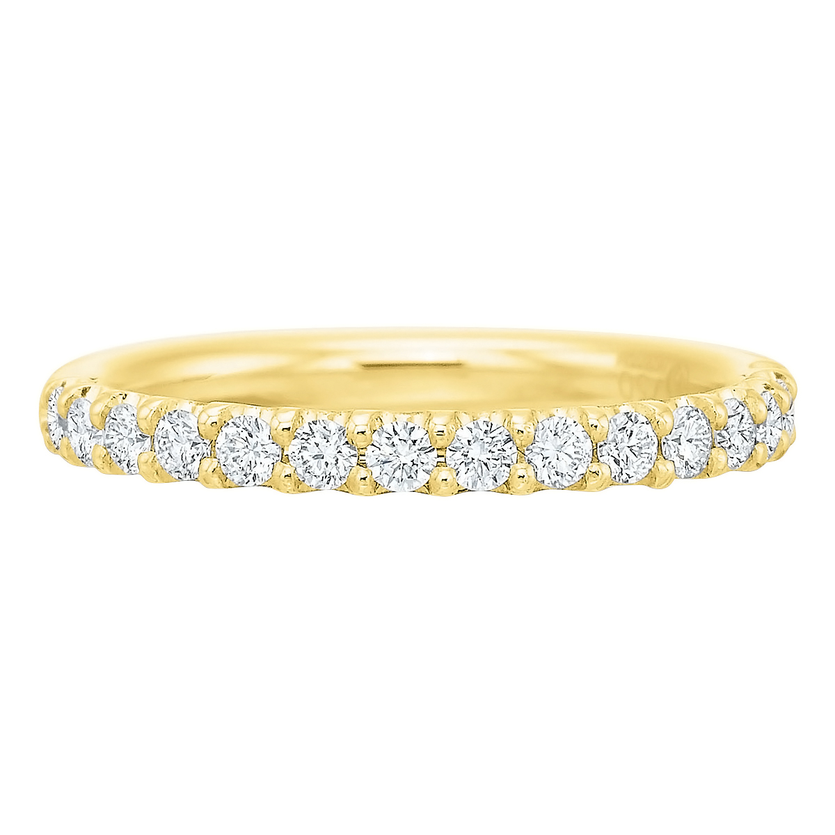 Diamond Half Shank Shared Prong Wedding Band in Yellow Gold