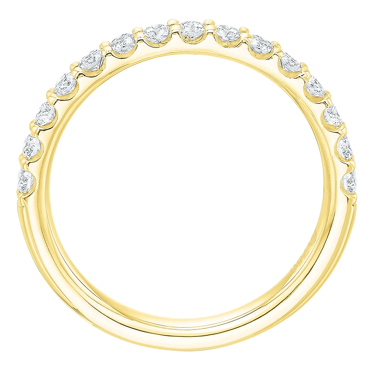 Diamond Half Shank Shared Prong Wedding Band in Yellow Gold