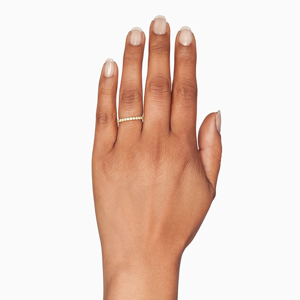 Diamond Half Shank Shared Prong Wedding Band in Yellow Gold