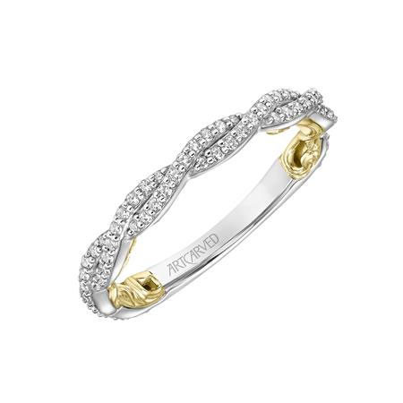 ArtCarved Lyric Ione Diamond Twist Wedding Band in Two Tone