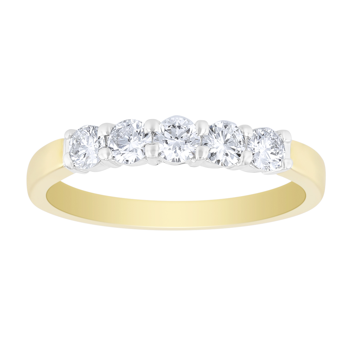 18K Yellow & White Gold Prong Set Diamond Wedding Band, 0.50cttw