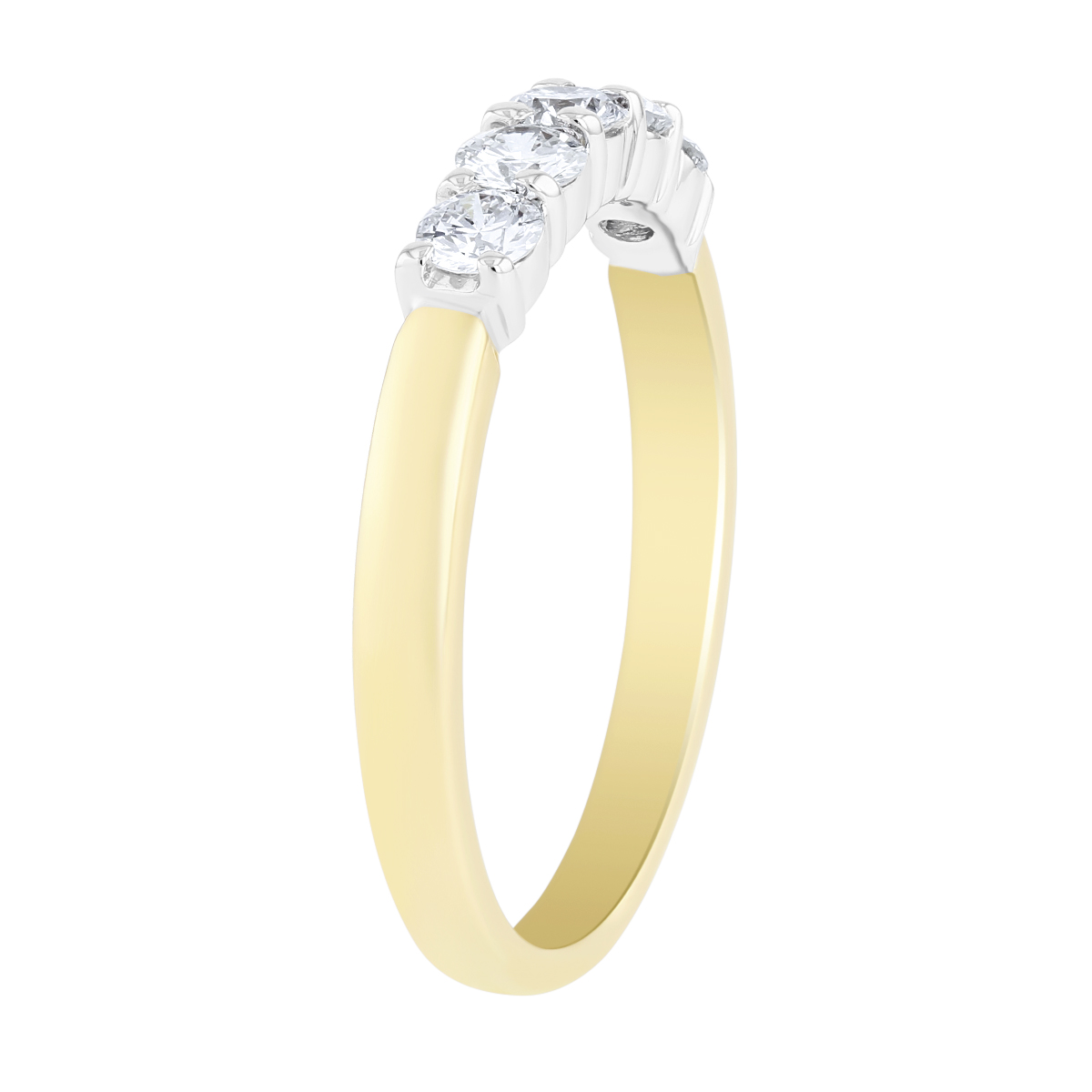 18K Yellow & White Gold Prong Set Diamond Wedding Band, 0.50cttw
