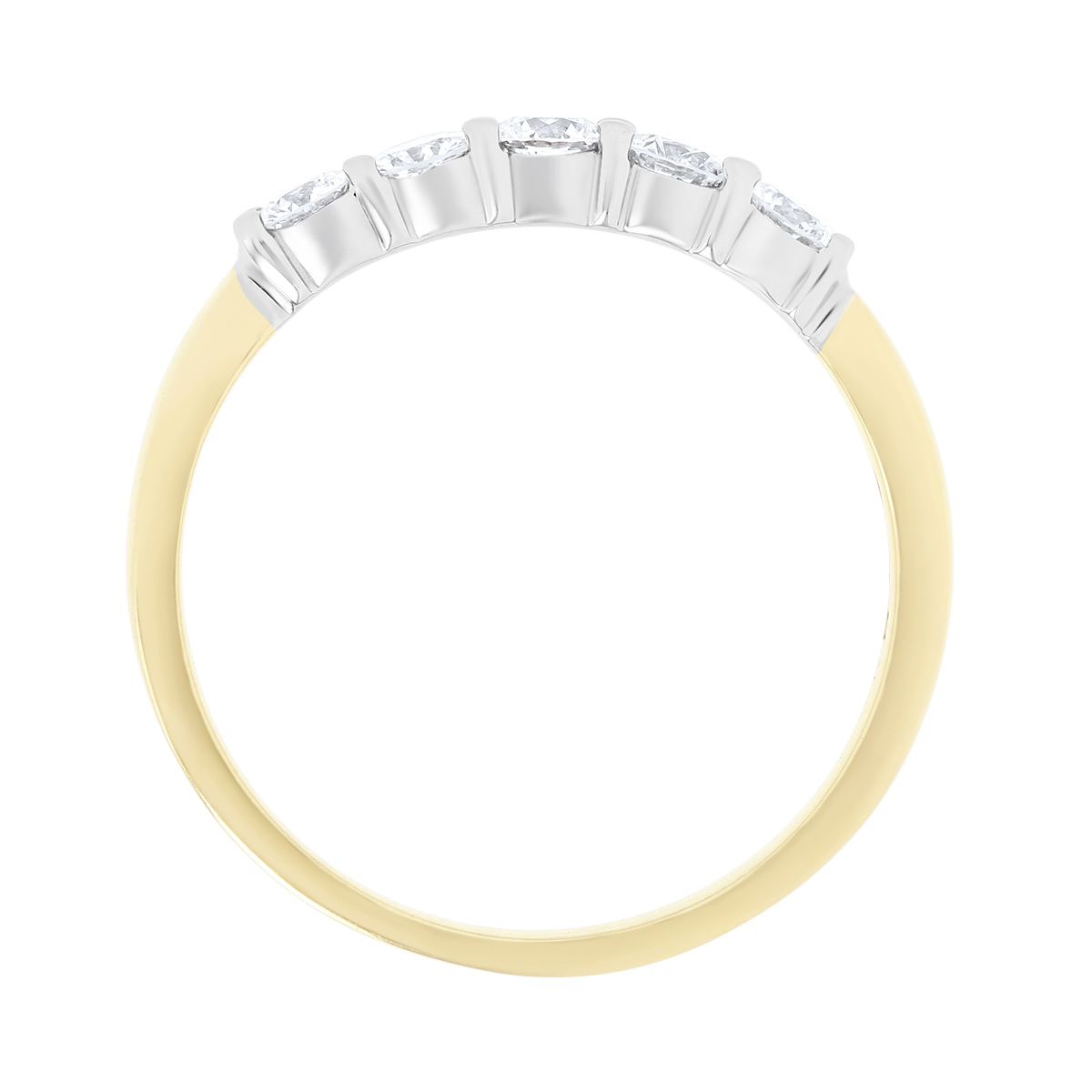 18K Yellow & White Gold Prong Set Diamond Wedding Band, 0.50cttw